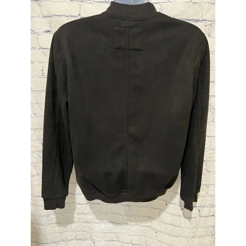 Ben Sherman Jacket Mens Medium Black Bomber Faux Suede Full Zip Pocket Casual